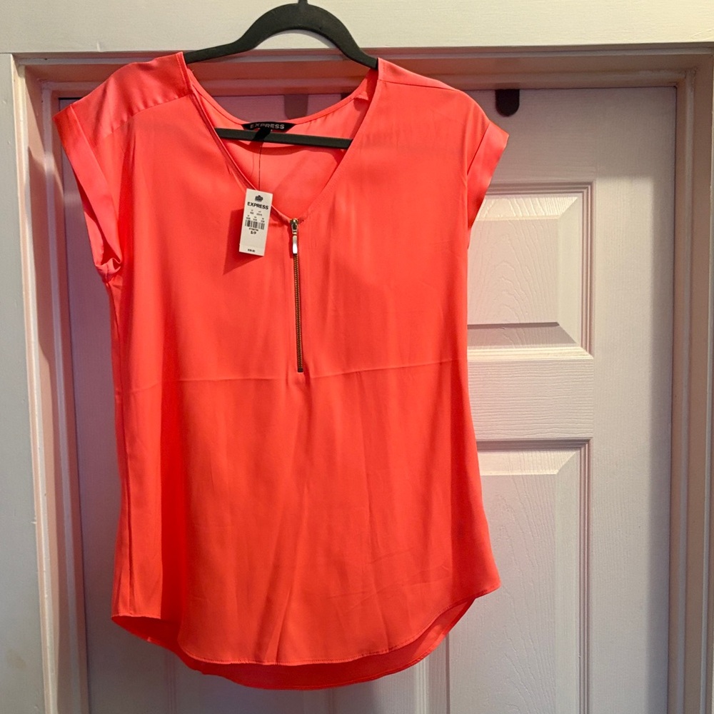 Express Coral Zippered Blouse